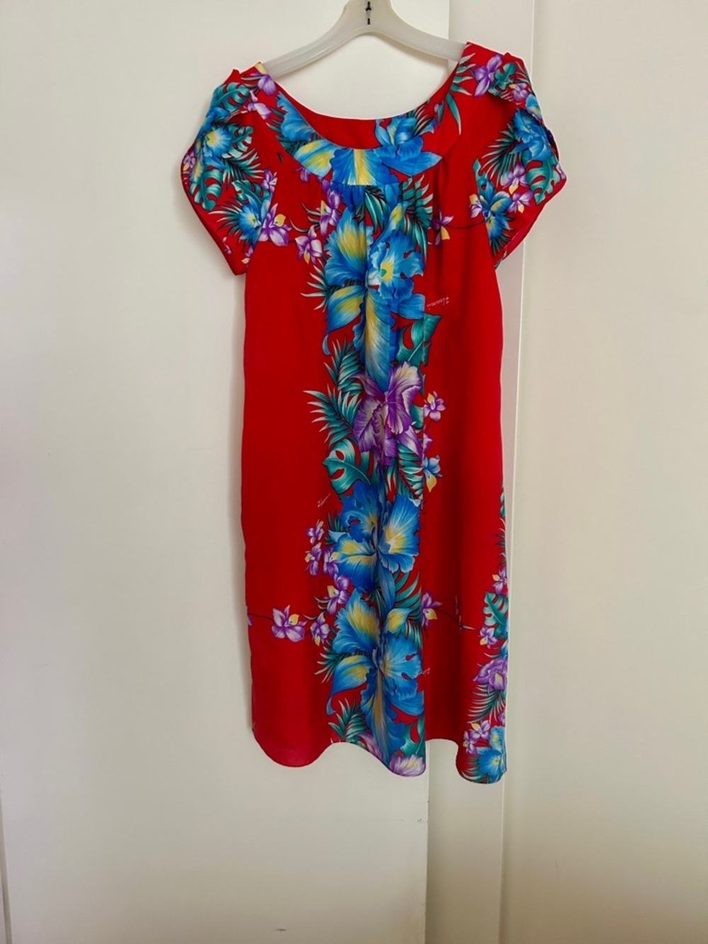 Red Floral Hawaiian MuuMuu Shift Dress Sz L​​